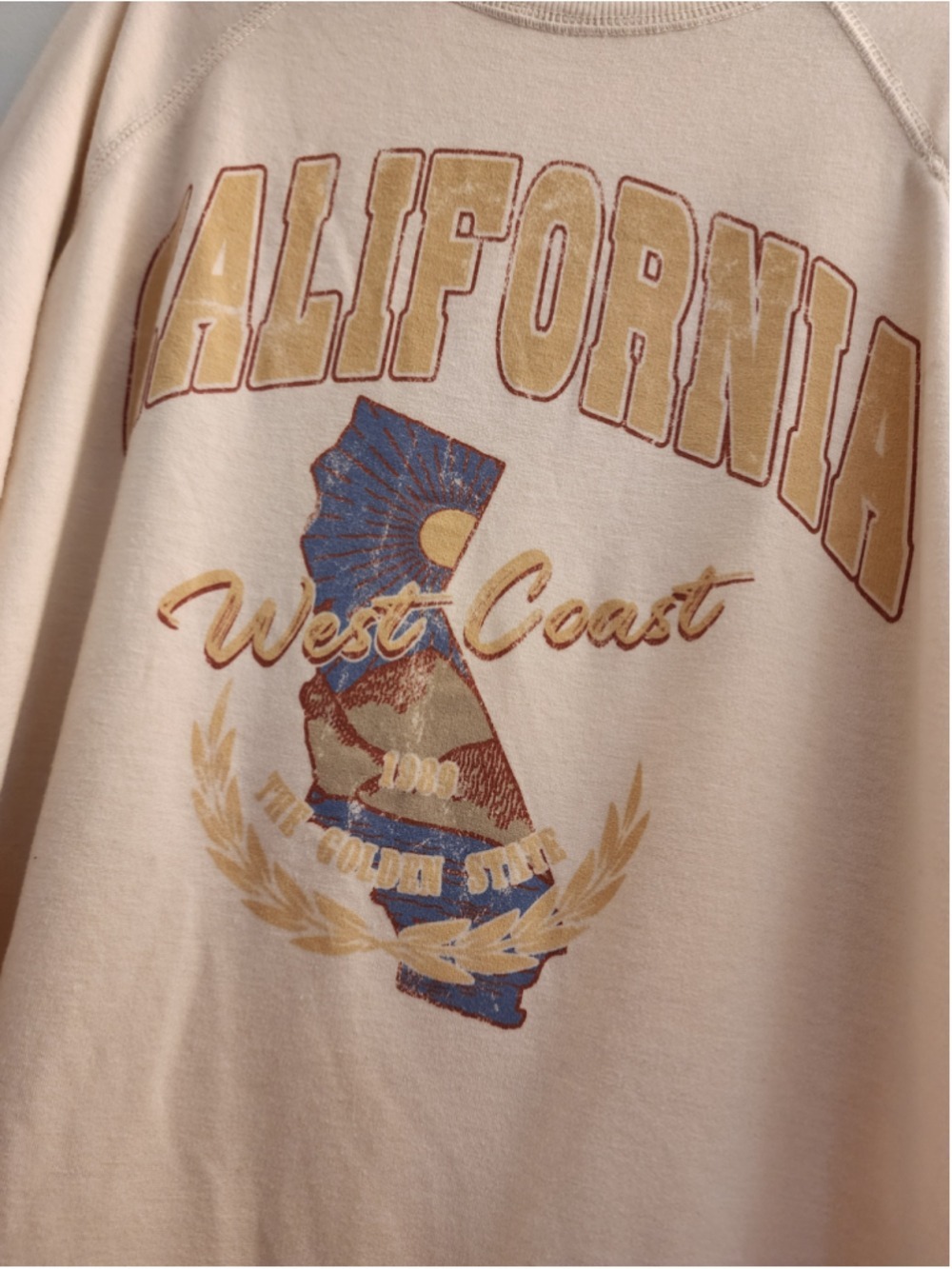 Altar'd State California West Coast Graphic Sweatshirt Cream XS NWOT